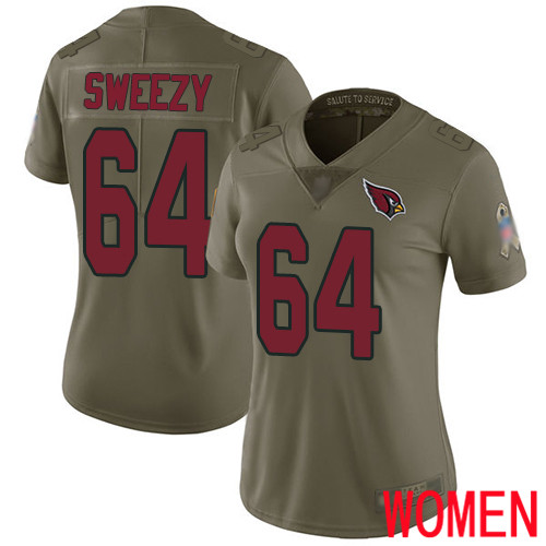 Arizona Cardinals Limited Olive Women J.R. Sweezy Jersey NFL Football #64 2017 Salute to Service